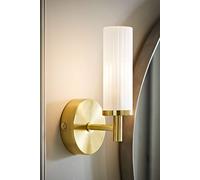 Valuelights Canya Single Ip44 Rated Bathroom Frosted Reeded Glass Wall Light In Gold Gold