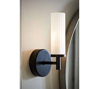 MiniSun | Modern Matt Black and Reeded Glass Shade Wall Light Fitting | Bath Wall Lights, Home Décor & Improvement Essential | Includes 3W LED Bulb | Mains Wired