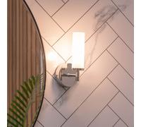 MiniSun | Modern Polished Silver Chrome and Reeded Glass Shade Wall Light Fitting | Bath Wall Lights, Home Décor & Improvement Essential | Includes 3W LED Bulb