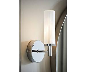 Valuelights Canya Single Ip44 Rated Bathroom Frosted Reeded Glass Wall Light With Led Bulb In Silver Silver