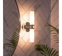 Valuelights Canya Up And Down 2 Way Ip44 Rated Bathroom Frosted Reeded Glass Wall Light In Silver Silver One Size