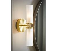 Canya Up and Down 2 Way IP44 Rated Bathroom Frosted Reeded Glass Wall Light ValueLights Gold One Size