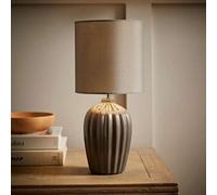 ValueLights | Grey Fluted Ceramic Table Lamp with a Fabric Lampshade Living Room Bedroom Bedside Light | Table Lamps, Home Décor & Improvement Essential