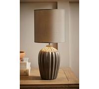 ValueLights | Grey Fluted Ceramic Table Lamp with a Fabric Lampshade Living Room Bedroom Bedside Light | Table Lamps, Home Décor & Improvement Essential