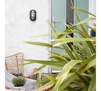 Valuelights Carnforth Modern Black Outdoor Garden Security Bulkhead Wall Light - Ip44 Rated - Complete With 1 X 4W Led Bulb
