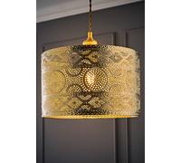 ValueLights | Easy Fit Moroccan Style Gold Ceiling Pendant Drum Light Shade for Living Room Bedroom Hallway LED Bulb Included | Shades & Home Improvements Essential | 310mm Shade Width
