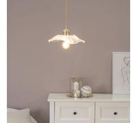 ValueLights | Gold Hanging Pendant Ceiling Light Fitting with Clear Glass Flower Shade | Close-to-Ceiling Lights, Home Décor & Improvement Essential | Includes Bulb