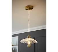 ValueLights | Gold Hanging Pendant Ceiling Light Fitting with Clear Glass Flower Shade | Close-to-Ceiling Lights, Home Décor & Improvement Essential | Includes Bulb
