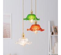 Valuelights Cassia Tri Colour Flower Pendant Ceiling Light Fitting With Bulb Multi One Size