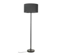 Valuelights Charles Black Floor Lamp With Charcoal Drum Shade