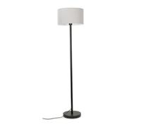 Valuelights Charles Black Floor Lamp With Grey Drum Shade