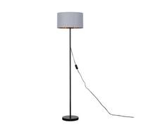 Valuelights Charles Black Floor Lamp With Grey & Gold Inner Shade And Bulb