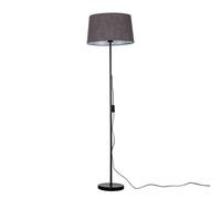 Valuelights Charles Black Floor Lamp With Grey Linen Shade And Bulb
