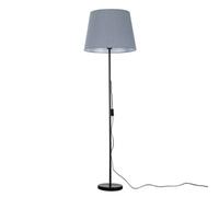 Valuelights Charles Black Floor Lamp With Grey Tapered Shade