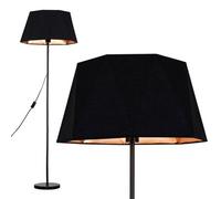 Valuelights Charles Black Floor Lamp With Metallic Inner Tapered Shade