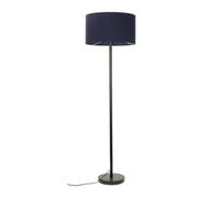 Valuelights Charles Black Floor Lamp With Navy Drum Shade