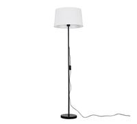 Valuelights Charles Black Floor Lamp With White Linen Shade And Bulb