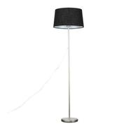 Valuelights Charles Brushed Chrome Floor Lamp With Black Linen Shade