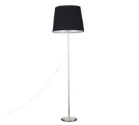 Valuelights Charles Brushed Chrome Floor Lamp With Black Tapered Shade