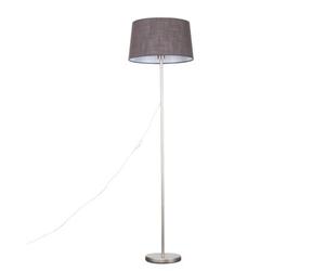 Valuelights Charles Brushed Chrome Floor Lamp With Grey Linen Shade