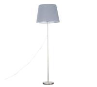 Valuelights Charles Brushed Chrome Floor Lamp With Grey Tapered Shade