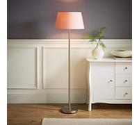 Valuelights Charles Brushed Chrome Floor Lamp With Pink Tapered Shade