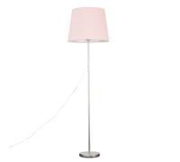 Valuelights Charles Brushed Chrome Floor Lamp With Pink Tapered Shade And Bulb