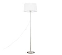 Valuelights Charles Brushed Chrome Floor Lamp With White Linen Shade And Bulb