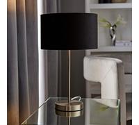 Valuelights Charles Brushed Chrome Table Lamp With Black Velvet Shade