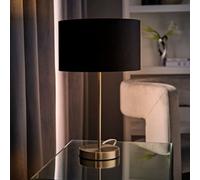 ValueLights | Modern Single Stem Brushed Chrome Table Lamp with a Black Velvet Drum Shade | Table Lamps, Home Décor & Improvement Essential | Included LED Bulb