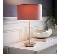 Valuelights Charles Brushed Chrome Table Lamp With Blush Velvet Shade