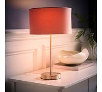 Valuelights Charles Brushed Chrome Table Lamp With Blush Velvet Shade And Bulb