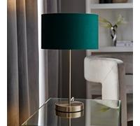 ValueLights | Modern Single Stem Brushed Chrome Table Lamp with a Forest Green Velvet Drum Shade | Table Lamps, Home Décor & Improvement Essential