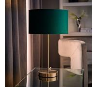 Valuelights Charles Brushed Chrome Table Lamp With Green Velvet Shade And Bulb