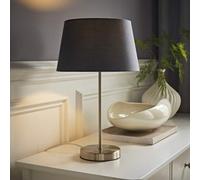 Valuelights Charles Brushed Chrome Table Lamp With Grey Tapered Shade