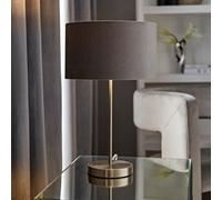 Valuelights Charles Brushed Chrome Table Lamp With Grey Velvet Shade