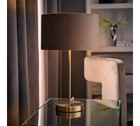 Valuelights Charles Brushed Chrome Table Lamp With Grey Velvet Shade And Bulb