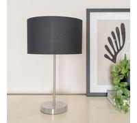 Valuelights Charles Brushed Chrome Table Lamp With Metallic & Black Shade And Bulb