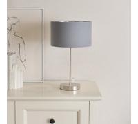 Valuelights Charles Brushed Chrome Table Lamp With Metallic & Grey Shade