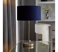 Valuelights Charles Brushed Chrome Table Lamp With Navy Velvet Shade