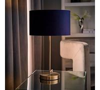 Valuelights Charles Brushed Chrome Table Lamp With Navy Velvet Shade And Bulb