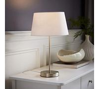 Valuelights Charles Brushed Chrome Table Lamp With White Tapered Shade