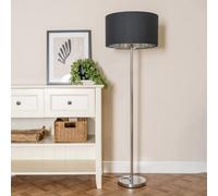 Valuelights Charles Chrome Floor Lamp With Black And Metallic Shade And Bulb