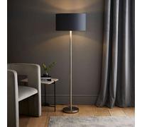 ValueLights Charlie Chrome Stem Floor Lamp with Fabric Drum with Chrome Inner Lamp Shade in Charcoal ValueLights Charcoal