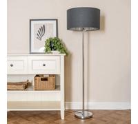 Valuelights Charles Chrome Floor Lamp With Charcoal And Metallic Shade And Bulb