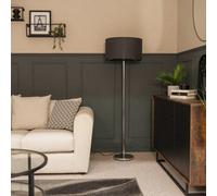 ValueLights Charlie Chrome Floor Lamp With Large Charcoal Shade in Silver ValueLights Silver