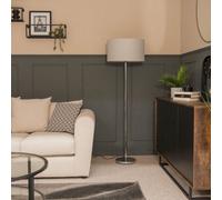 Valuelights Charles Chrome Floor Lamp With Grey Drum Shade