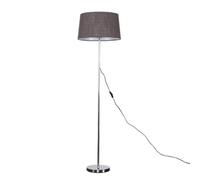 Valuelights Charles Chrome Floor Lamp With Grey Linen Shade And Bulb