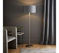 ValueLights | Charlie Brushed Chrome Plated Modern Stem Floor Lamp with Grey Velvet & Chrome Inner Shade | Floor Lamps, Home Décor & Improvement Essential