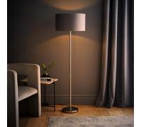Valuelights Charles Chrome Floor Lamp With Grey Velvet Shade And Bulb
